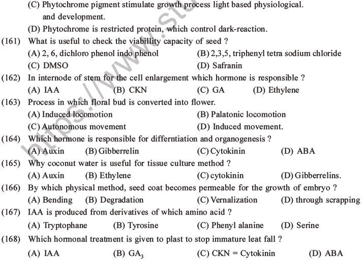 NEET Biology Growth And Development MCQs Set B, Multiple Choice Questions